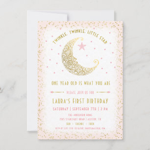 Twinkle Twinkle Little Star Birthday Invitation Kaart