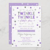Twinkle Twinkle Little Star Birthday Invite, meisj Kaart (Voorkant / Achterkant)