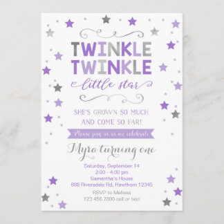 Twinkle Twinkle Little Star Birthday Invite, meisj Kaart