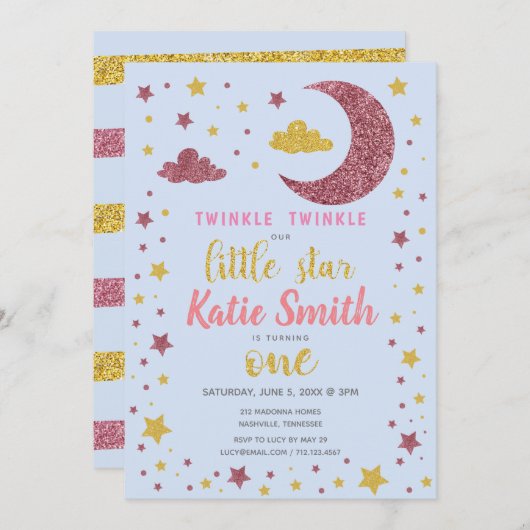 Twinkle Twinkle Little Star Birthday Kaart (Voorkant / Achterkant)