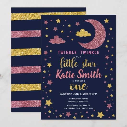 Twinkle Twinkle Little Star Birthday Kaart (Voorkant / Achterkant)