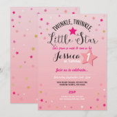 Twinkle Twinkle Little Star Birthday Party Invite Kaart (Voorkant / Achterkant)