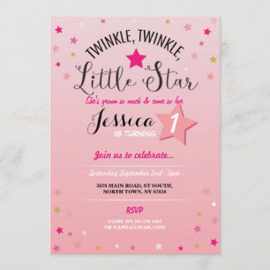 Twinkle Twinkle Little Star Birthday Party Invite Kaart