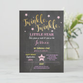 Twinkle Twinkle Little Star Birthday Party Invite Kaart (Staand voorkant)