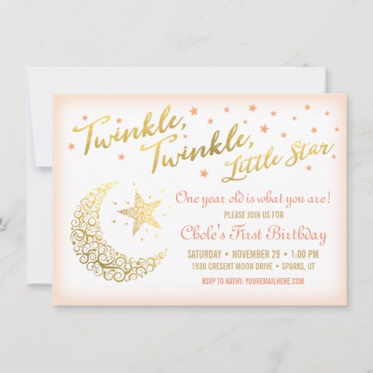 Twinkle, Twinkle, Little Star Birthday Party koraa Kaart (Voorkant)