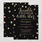 Twinkle Twinkle Little Star Birthday-uitnodigingen Kaart (Voorkant / Achterkant)