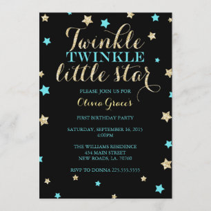 Twinkle Twinkle Little Star Birthday-uitnodigingen Kaart