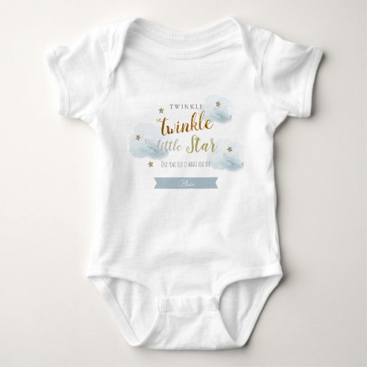 Twinkle Twinkle Little Star Blauw 1e Verjaardag Romper (Voorkant)