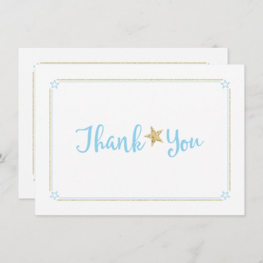 Twinkle Twinkle Little Star Blauw Goud Dank u Bedankkaart (Voorkant / Achterkant)