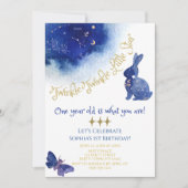 Twinkle Twinkle Little Star Blauw Goud Waterverf Kaart (Voorkant)