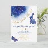 Twinkle Twinkle Little Star Blauw Goud Waterverf Kaart (Staand voorkant)