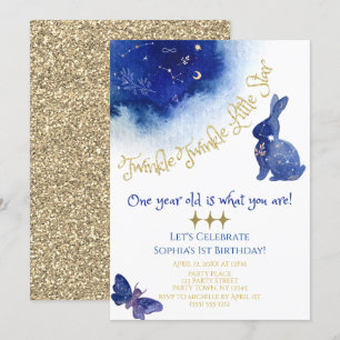 Twinkle Twinkle Little Star Blauw Goud Waterverf Kaart