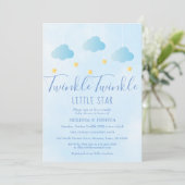Twinkle Twinkle Little Star Blauwe Baby Shower Voo Kaart (Staand voorkant)