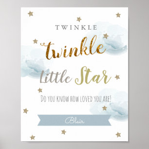 Twinkle Twinkle Little Star Blauwe Kinderkamer Kun Poster