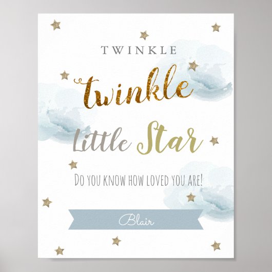 Twinkle Twinkle Little Star Blauwe Kinderkamer Kun Poster (Voorkant)
