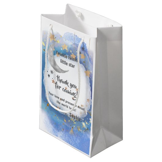 Twinkle Twinkle Little Star, Blue And Gold Klein Cadeauzakje (Voorkant Gekanteld)