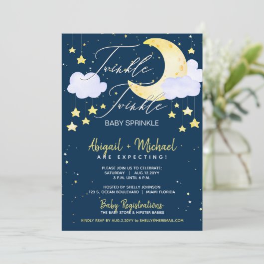 Twinkle Twinkle Little Star Blue Baby Boy Shower Kaart (Staand voorkant)