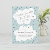 Twinkle Twinkle Little Star Blue Baby shower Kaart (Staand voorkant)
