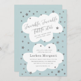 Twinkle Twinkle Little Star Blue Baby shower Kaart
