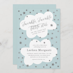 Twinkle Twinkle Little Star Blue Baby shower Kaart