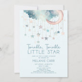 Twinkle Twinkle Little Star Blue Baby shower Kaart (Voorkant)