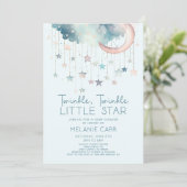 Twinkle Twinkle Little Star Blue Baby shower Kaart (Staand voorkant)
