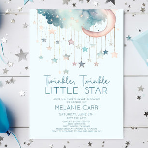 Twinkle Twinkle Little Star Blue Baby shower Kaart