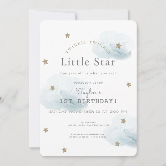 Twinkle Twinkle Little Star Blue Birthday Kaart (Voorkant)