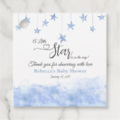 Twinkle Twinkle Little Star Blue Boy Baby Shower Bedankjes Labels (Voorkant)