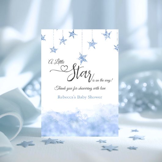 Twinkle Twinkle Little Star Blue Boy Baby Shower Bedankkaart