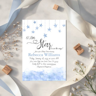 Twinkle Twinkle Little Star Blue Boy Baby Shower Kaart