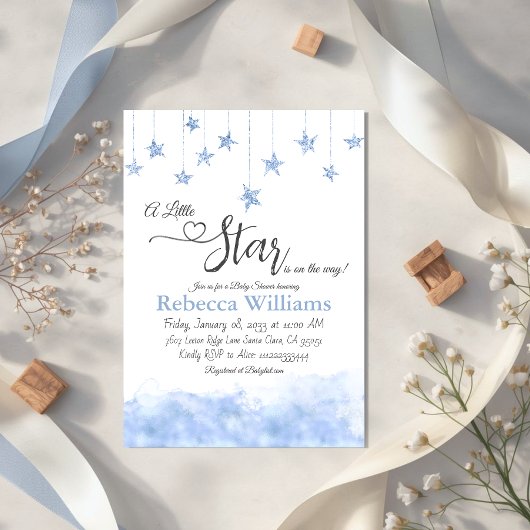Twinkle Twinkle Little Star Blue Boy Baby Shower Kaart