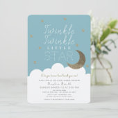 Twinkle Twinkle Little Star Blue Boy Baby shower Kaart (Staand voorkant)