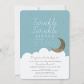 Twinkle Twinkle Little Star Blue Boy Baby shower Kaart (Voorkant)