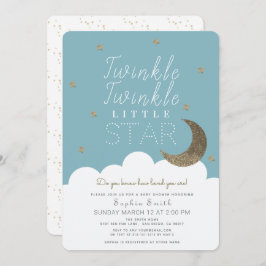 Twinkle Twinkle Little Star Blue Boy Baby shower Kaart