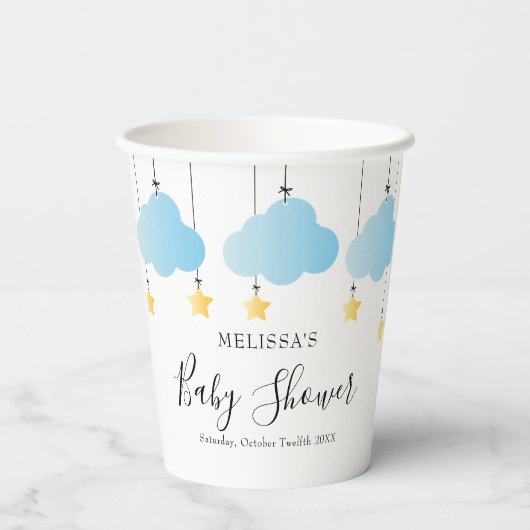 Twinkle Twinkle Little Star Blue Boy Baby shower Papieren Bekers (Achterkant)