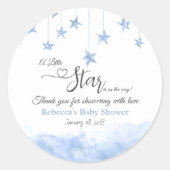 Twinkle Twinkle Little Star Blue Boy Baby Shower Ronde Sticker (Voorkant)