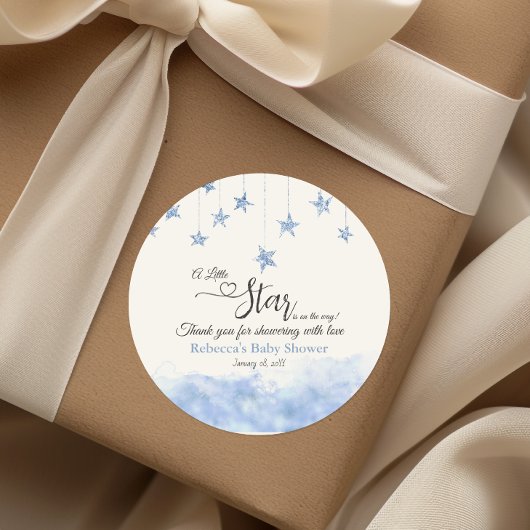 Twinkle Twinkle Little Star Blue Boy Baby Shower Ronde Sticker