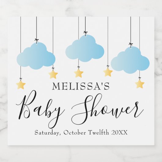 Twinkle Twinkle Little Star Blue Boy Baby shower Sparkling Wijnetiket (Enkel label)
