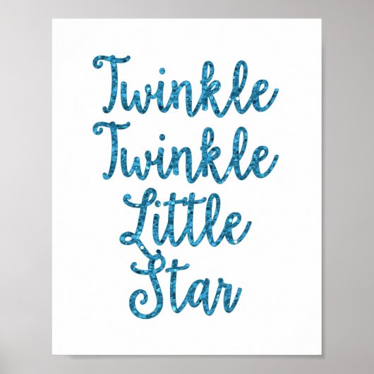 Twinkle Twinkle Little Star Blue Glitter Poster (Voorkant)
