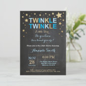 Twinkle Twinkle Little Star Blue Gold Baby shower Kaart (Staand voorkant)