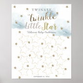 Twinkle Twinkle Little Star Blue Guest Book Sign Poster (Voorkant)
