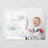 Twinkle Twinkle Little Star Blue Photo Birthday Kaart (Voorkant)