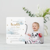 Twinkle Twinkle Little Star Blue Photo Birthday Kaart (Staand voorkant)