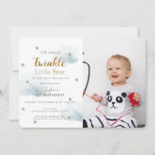 Twinkle Twinkle Little Star Blue Photo Birthday Kaart (Voorkant)