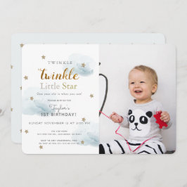 Twinkle Twinkle Little Star Blue Photo Birthday Kaart