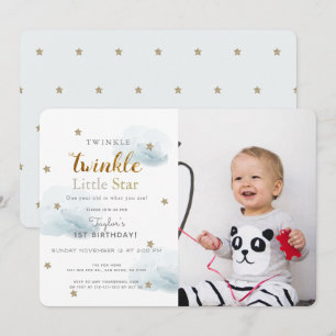 Twinkle Twinkle Little Star Blue Photo Birthday Kaart