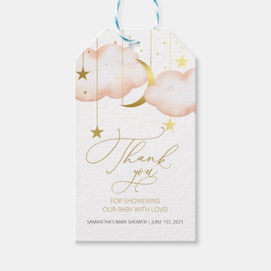Twinkle Twinkle Little Star, Blush Moon and Stars Cadeaulabel (Voorkant)