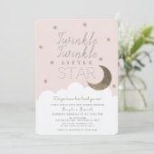 Twinkle Twinkle Little Star Blush Pink Baby shower Kaart (Staand voorkant)