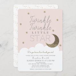 Twinkle Twinkle Little Star Blush Pink Baby shower Kaart
